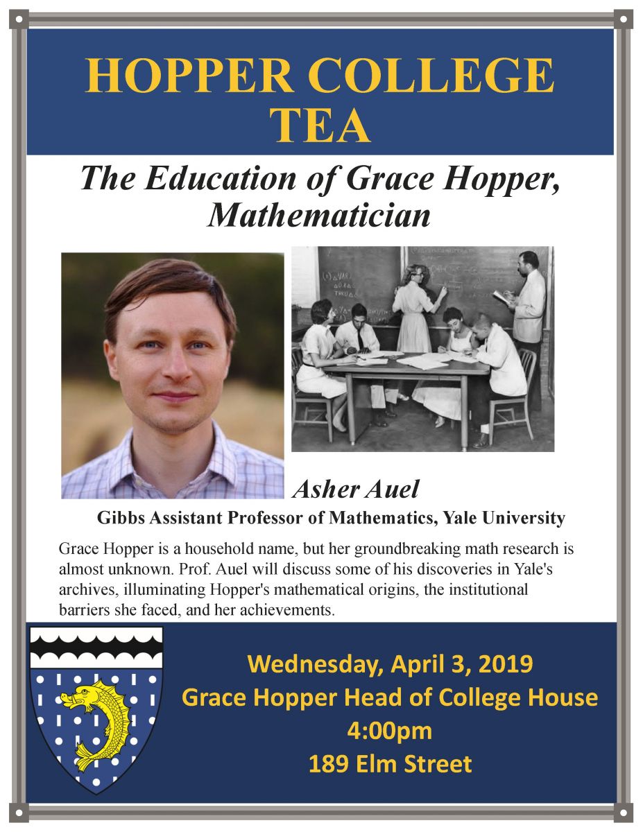 Poster of Grace Hopper College Master's Tea - Asher Auel, The Education of Grace Hopper, Mathematician